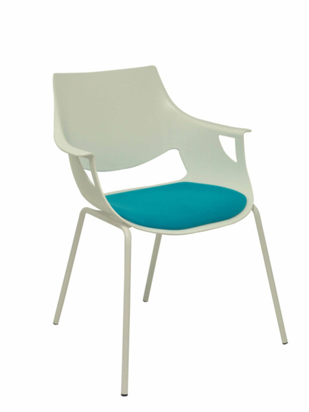 Pack 3 Silla de oficinas Saceruela carcasa blanca asiento azul (1)