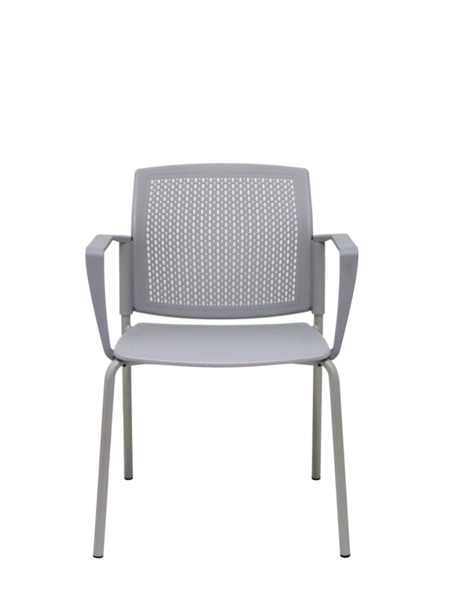 Pack 4 Silla de oficinas Sege PVC gris, chasis gris con brazos (2)