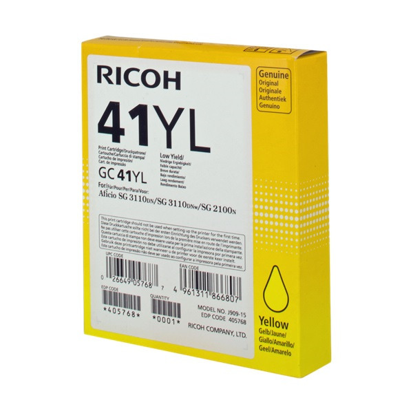 Ricoh GC41YL Amarillo Cartucho de Gel Original - 405768