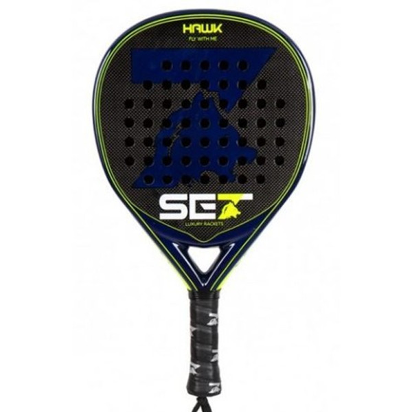 Set Hawk Pala de Padel - Forma Lagrima - Marco 100% Carbono - Cara 100% Carbono 3K - Nucleo Goma Black Eva Soft Ultra