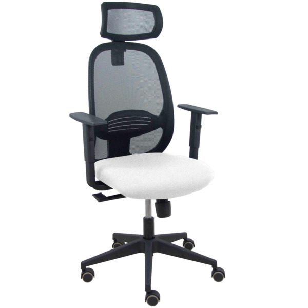 Silla Cilanco negra malla negra asiento bali blanco brazo regulable cabecero regulable