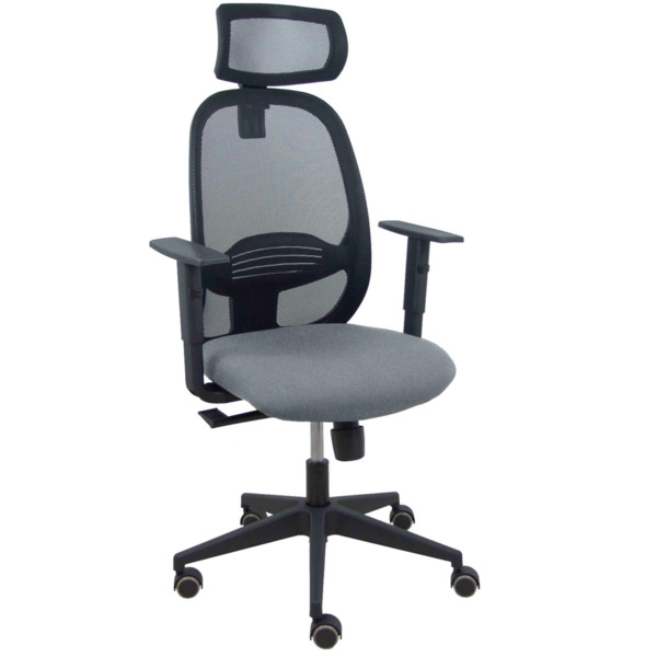 Silla Cilanco negra malla negra asiento bali gris brazo regulable cabecero regulable