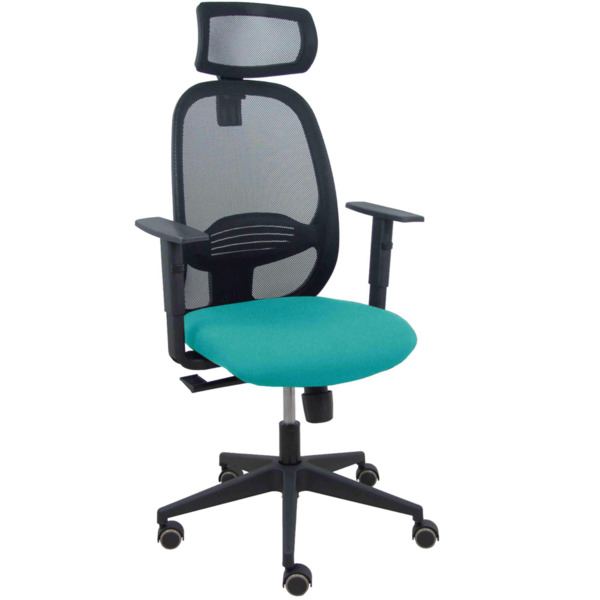 Silla Cilanco negra malla negra asiento bali turquesa brazo regulable cabecero regulable