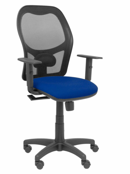 Silla de oficina Alocén malla negra asiento bali azul marino brazos regulables