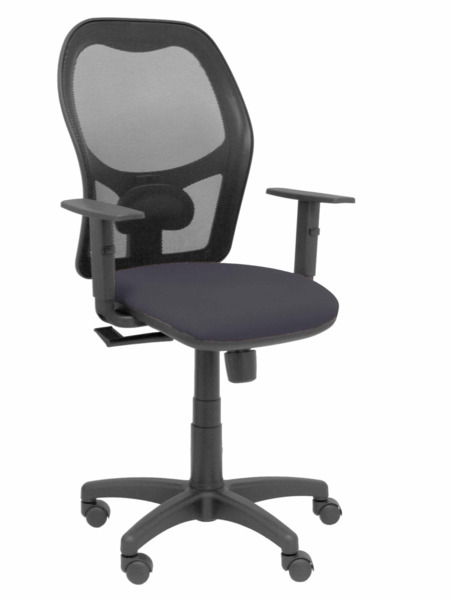 Silla de oficina Alocén malla negra asiento bali gris oscuro brazos regulables (1)