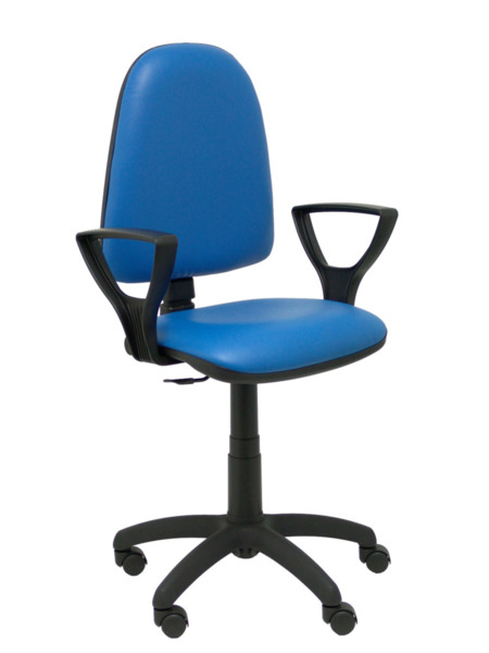 Silla de oficina Ayna similpiel antibacterias azul con brazos fijos (1)