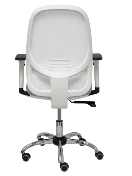 Silla de oficina Cilanco blanca malla blanca asiento bali gris brazo regulable base cromada ruedas de parqué (6)