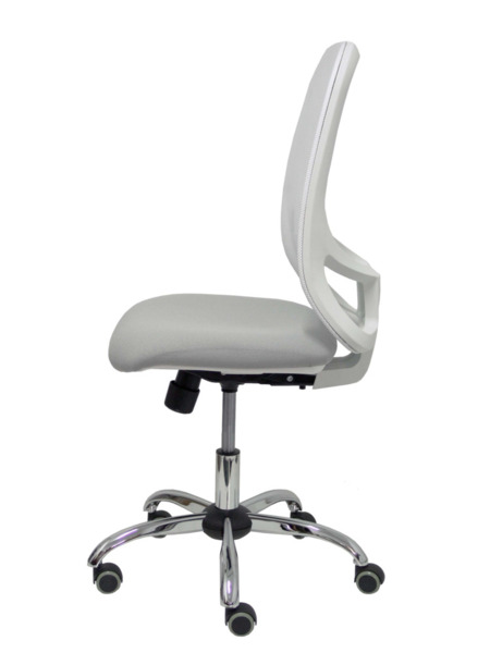 Silla de oficina Cilanco blanca malla blanca asiento bali gris claro base cromada ruedas de parque (4)