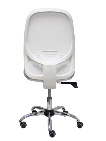 Silla de oficina Cilanco blanca malla blanca asiento bali gris claro base cromada ruedas de parque (6)