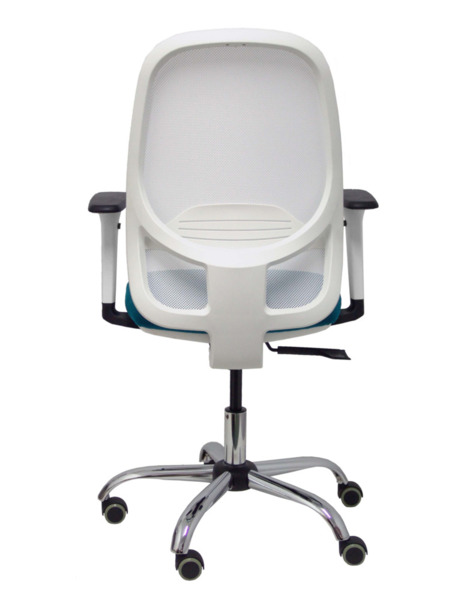 Silla de oficina Cilanco blanca malla blanca asiento bali verde brazo regulable base cromada ruedas de parqué (6)