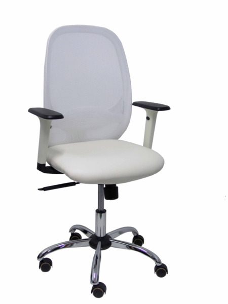 Silla de oficina Cilanco blanca malla blanca asto similpiel blanco brazo reg. base crom RP (1)