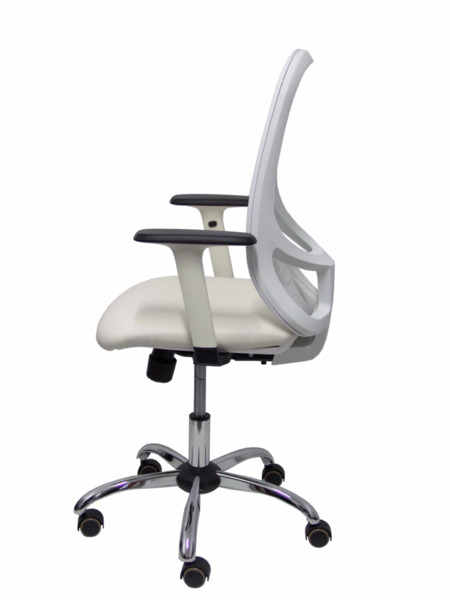 Silla de oficina Cilanco blanca malla blanca asto similpiel blanco brazo reg. base crom RP (4)