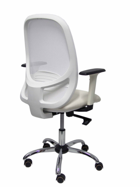 Silla de oficina Cilanco blanca malla blanca asto similpiel blanco brazo reg. base crom RP (7)