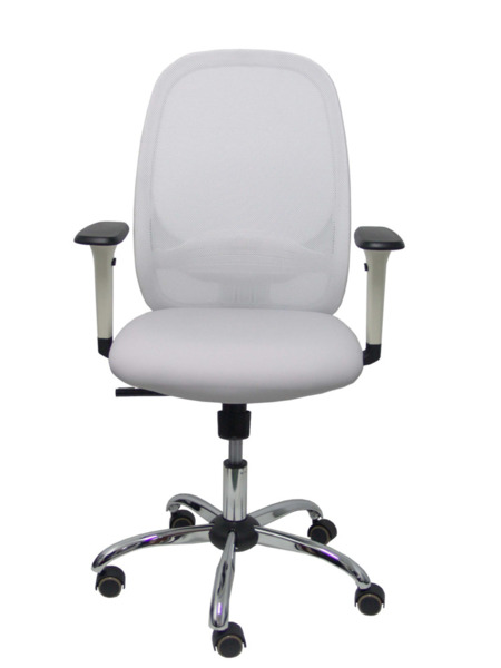 Silla de oficina Cilanco blanca malla blanca asto similpiel gris brazo reg. base crom RP (2)