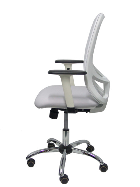 Silla de oficina Cilanco blanca malla blanca asto similpiel gris brazo reg. base crom RP (4)