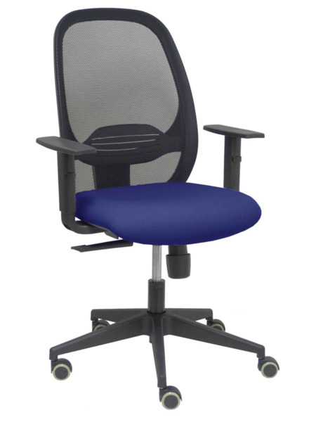 Silla de oficina Cilanco negra malla negra asiento bali azul marino brazo regulable (1)