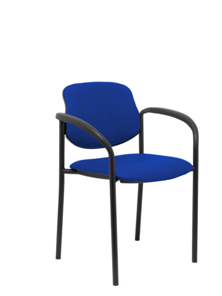 Silla de oficina fija Villalgordo similpiel azul chasis negro con brazos (1)