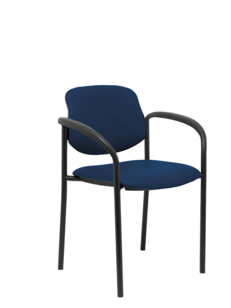 Silla de oficina fija Villalgordo similpiel azul marino chasis negro con brazos