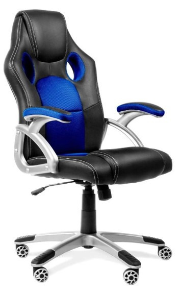 Silla de oficina gaming Almansa similpiel negro y azul (1)