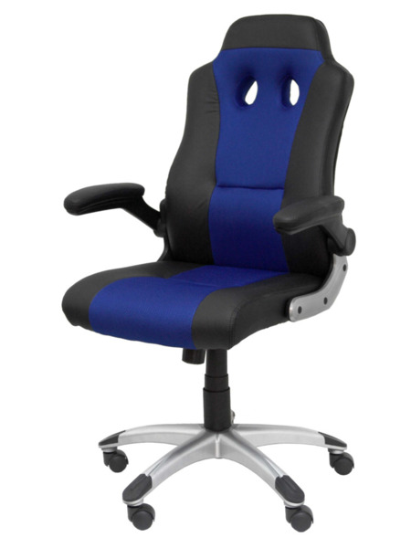 Silla de oficina gaming Talave similpiel negro y azul (3)