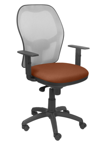 Silla de oficina Jorquera malla gris asiento bali marrón