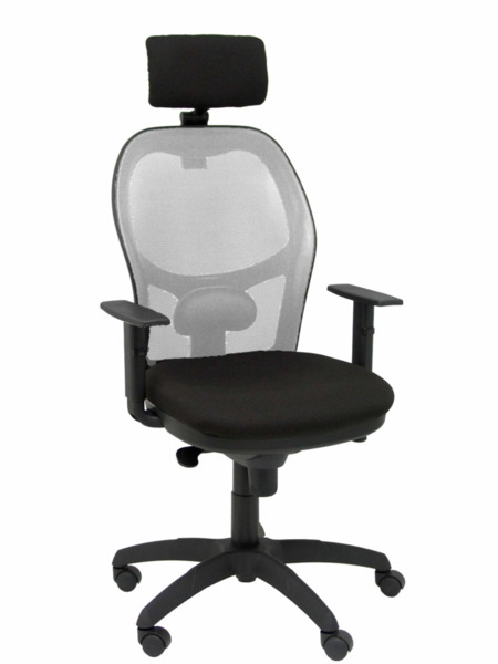 Silla de oficina Jorquera malla gris asiento bali negro cabecero regulable