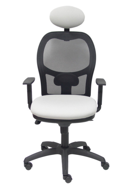 Silla de oficina Jorquera malla negra asiento bali gris claro con cabecero fijo (2)