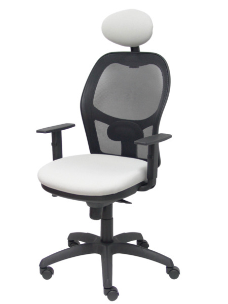 Silla de oficina Jorquera malla negra asiento bali gris claro con cabecero fijo (3)