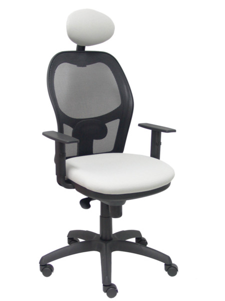 Silla de oficina Jorquera malla negra asiento bali gris claro con cabecero fijo