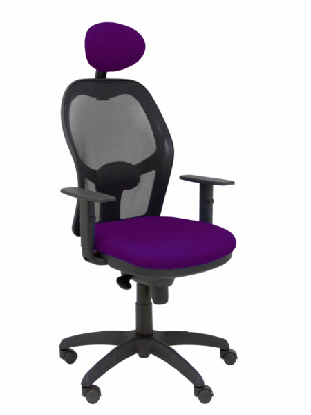 Silla de oficina Jorquera malla negra asiento bali morado con cabecero fijo (1)