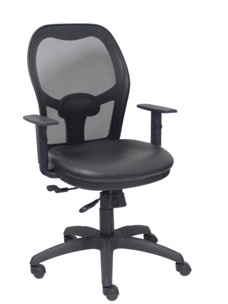 Silla de oficina Jorquera malla negra asiento similpiel negro con traslak