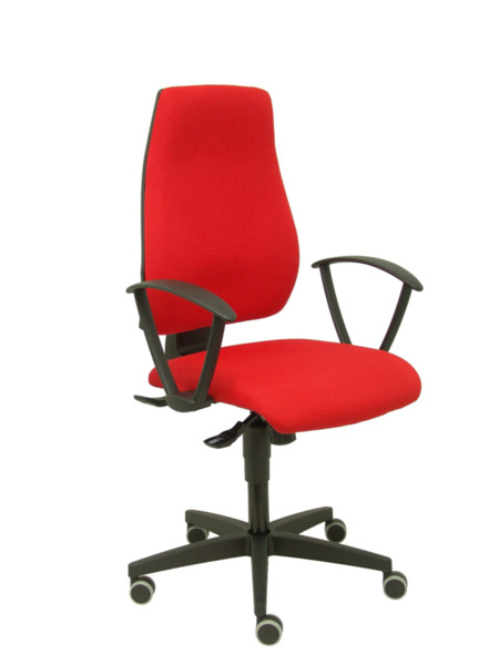 Silla de oficina Leganiel sincro tela rojo brazos fijos (1)