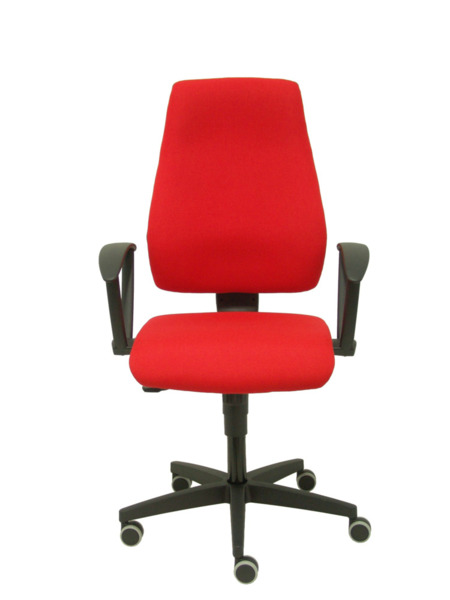 Silla de oficina Leganiel sincro tela rojo brazos fijos (2)