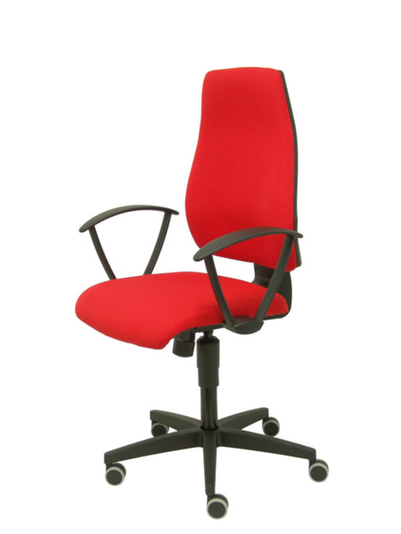 Silla de oficina Leganiel sincro tela rojo brazos fijos (3)