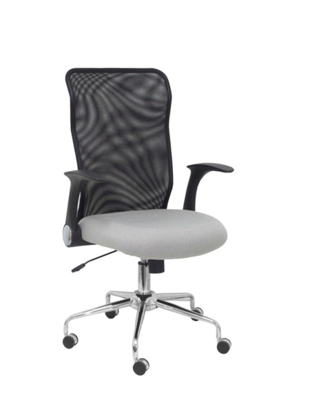 Silla de oficina Minaya respaldo malla negro asiento aran gris