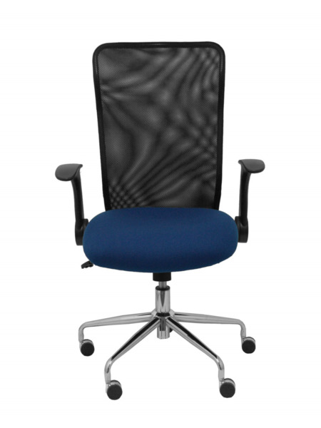 Silla de oficina Minaya respaldo malla negro asiento bali azul marino (2)