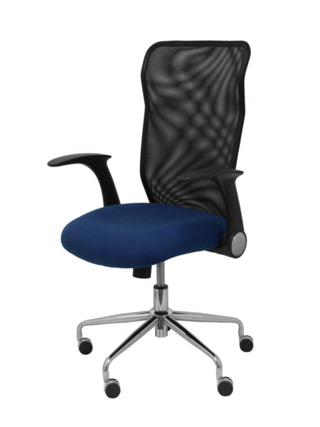 Silla de oficina Minaya respaldo malla negro asiento bali azul marino (3)