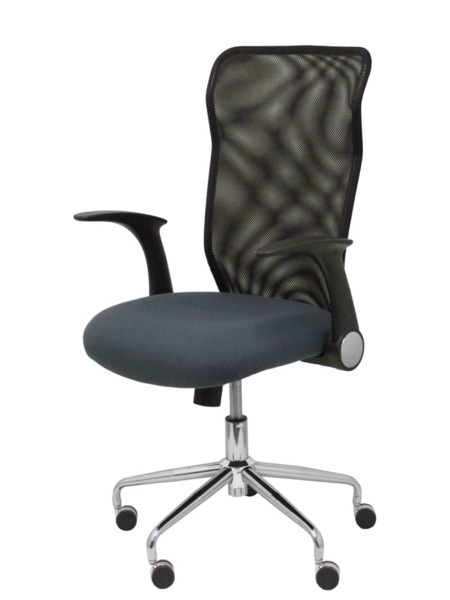 Silla de oficina Minaya respaldo malla negro asiento bali gris oscuro (3)