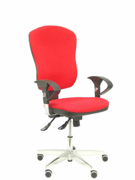 Silla de oficina Moral sincro tela rojo brazos regulables