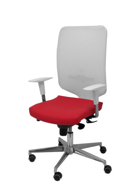 Silla de oficina Ossa blanca similpiel rojo (3)