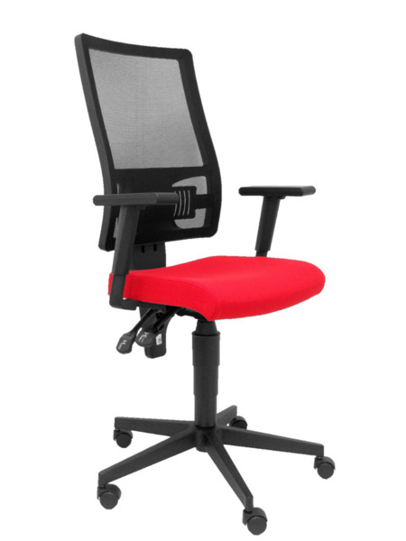 Silla de oficina Povedilla respaldo malla negro asiento bali rojo