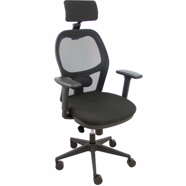 Silla Jorquera malla negra asiento bali negro cabecero regulable brazos 3D