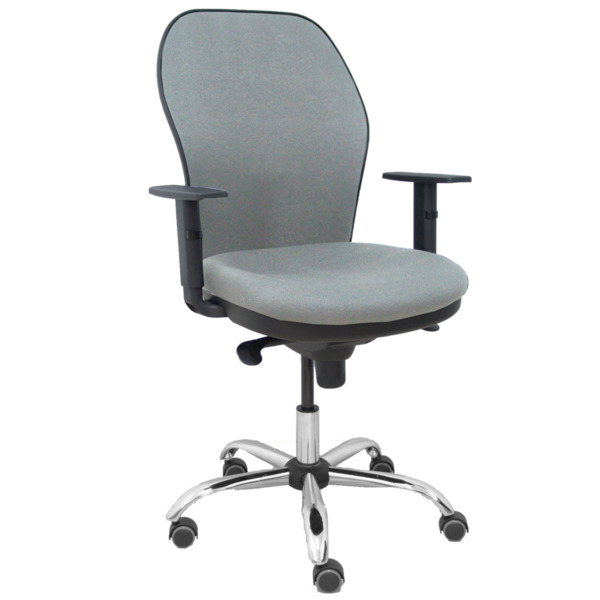 Silla Jorquera respaldo bali gris asiento bali gris base cromada y ruedas parqué