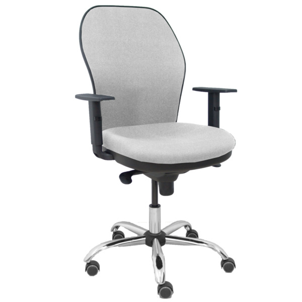 Silla Jorquera respaldo bali gris claro asiento bali gris claro base cromada y ruedas parqué