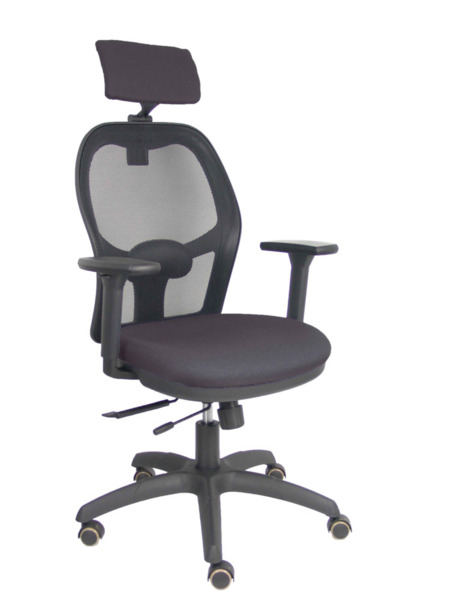 Silla Jorquera traslack malla negra asiento bali gris brazos 3D cabecero regulable