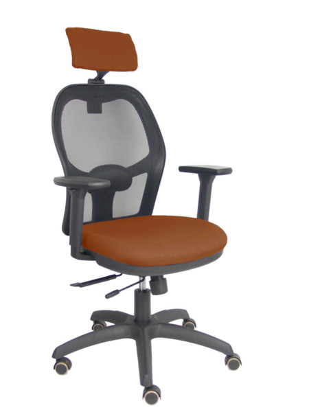 Silla Jorquera traslack malla negra asiento bali marrón brazos 3D cabecero regulable