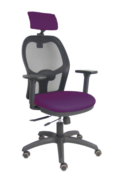 Silla Jorquera traslack malla negra asiento bali morado brazos 3D cabecero regulable