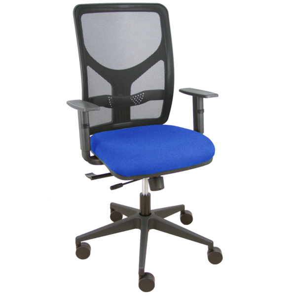 Silla Motilla traslack malla negra asiento bali azul brazo regulable