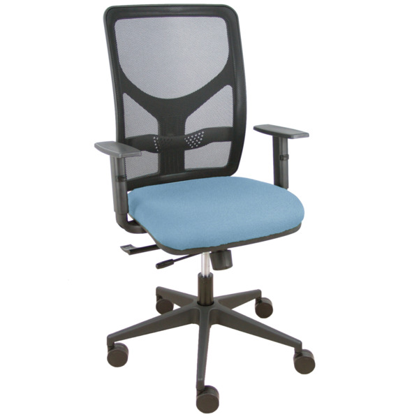 Silla Motilla traslack malla negra asiento bali azul cielo brazo regulable