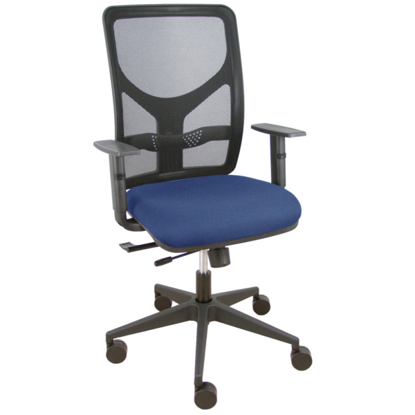 Silla Motilla traslack malla negra asiento bali azul marino brazo regulable